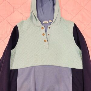 L.L. Bean Blue and Navy Quilted Hoodie Sweater